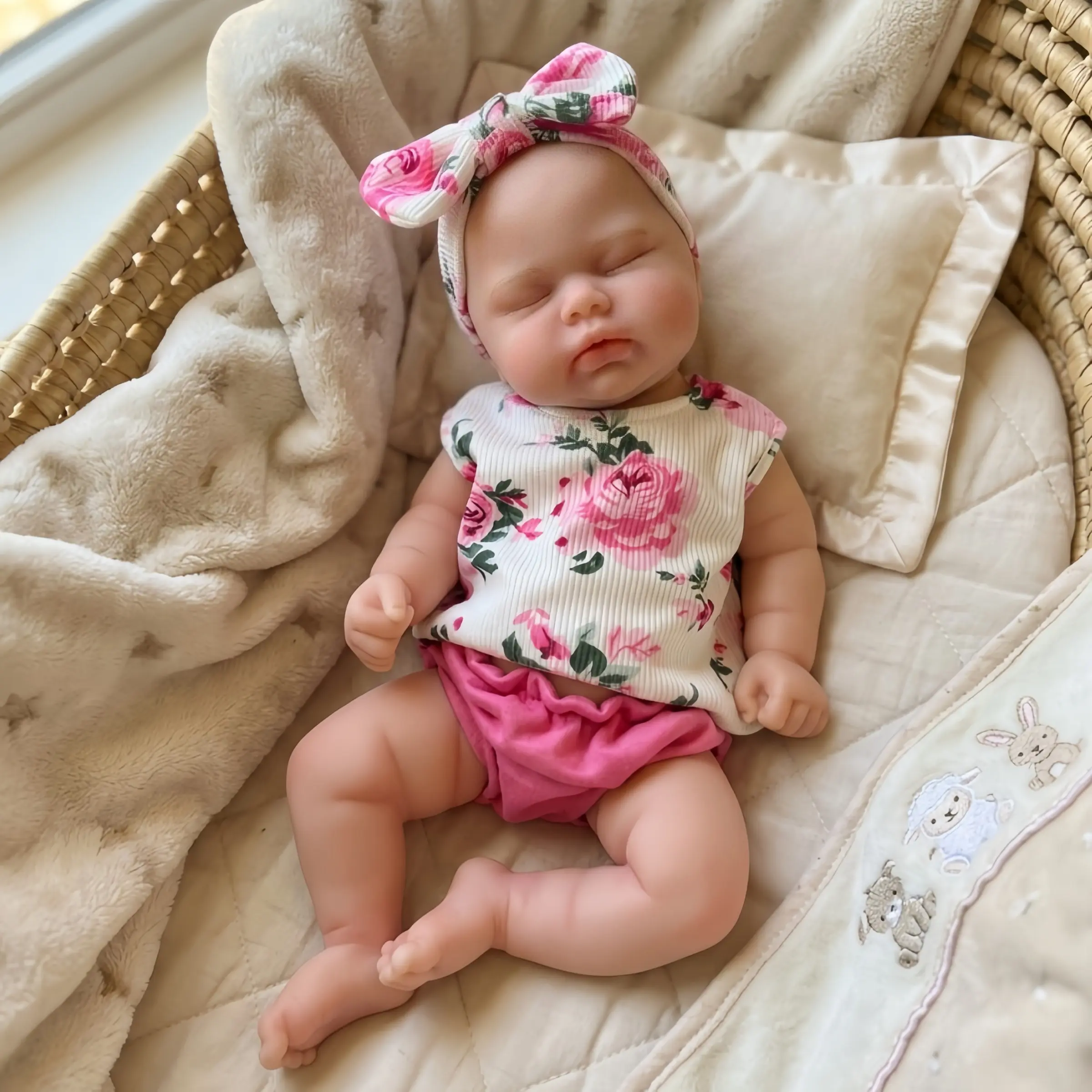 13-Inch Silicone Girl Doll, Hand-Painted, Open Mouth, Bath Safe, Perfect Gift for Kids, Ideal for Birthday and Holidays