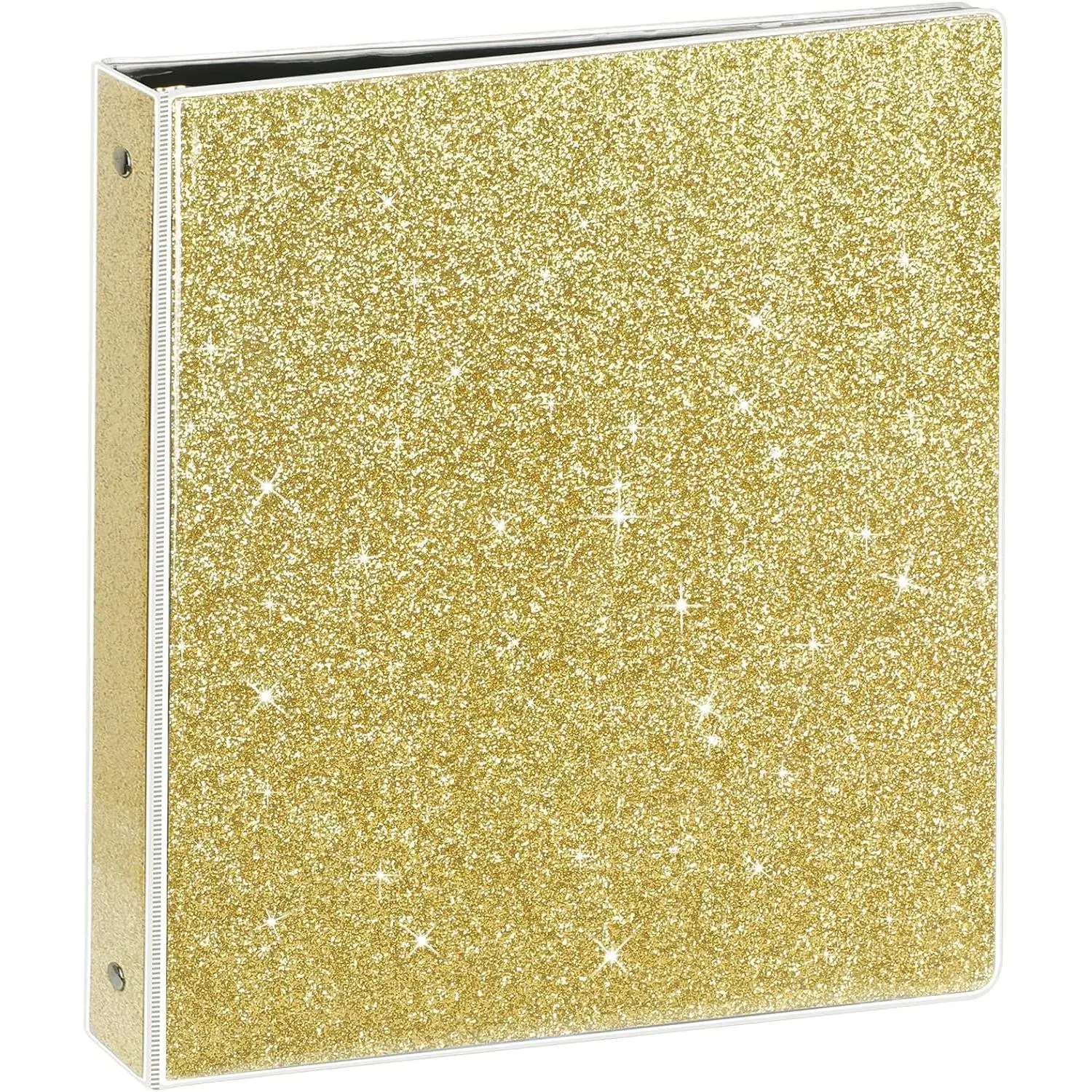 Glitter Cover 3 Ring Binder - 1 Inch Office Organizer (10.5in x 11.5in) with Cardboard Core, Durable View Design, Holds 8.5in x 11in Letter Size, 300 Page Hold, Shiny Colors, 1 Pack