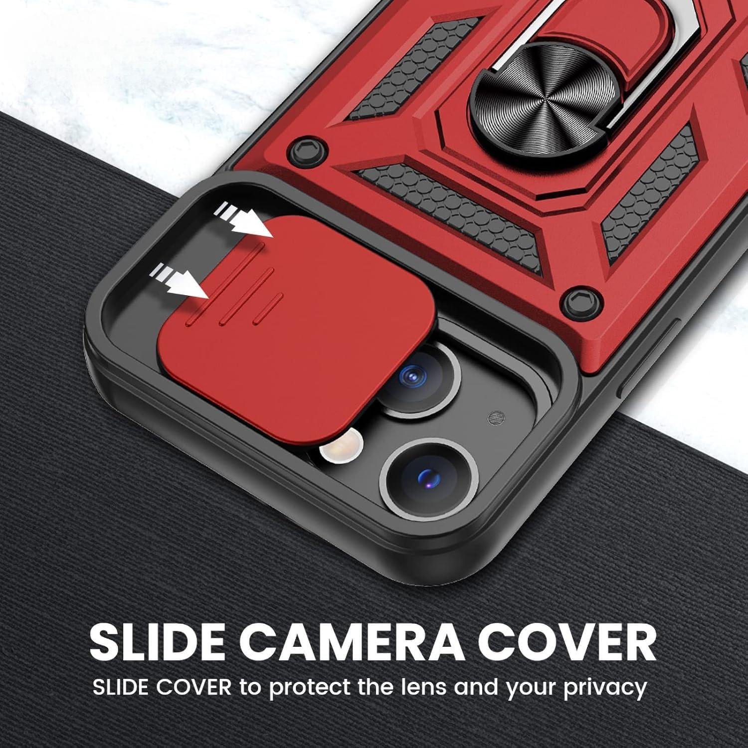 Phone case Compatible for iPhone 17 16 15 14 13 12 11 pro max plus, with Slide Camera Cover, Built-in 360° Rotate Ring Stand Magnetic Cover ,phone cases for iPhone 17 pro max