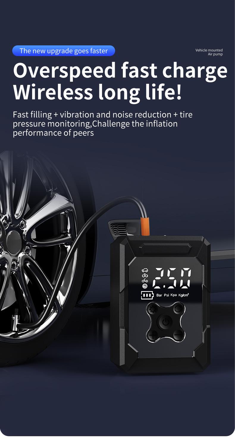 Portable Car Air Compressor, Car Tire Inflator with 4 Nozzles, 150PSI Electric Inflator with Digital LCD Display, Air Pump for Cars, Bicycles, Scooters, Motorcycles, Balls, A Christmas Gift for Dad