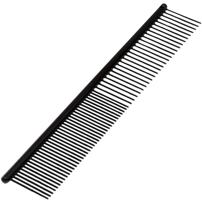 Professional Grade Greyhound Dog Grooming Tool, True Teflon Fine-Medium Teeth Comb, Ergo Handle, 7.5 in., Fine Teeth