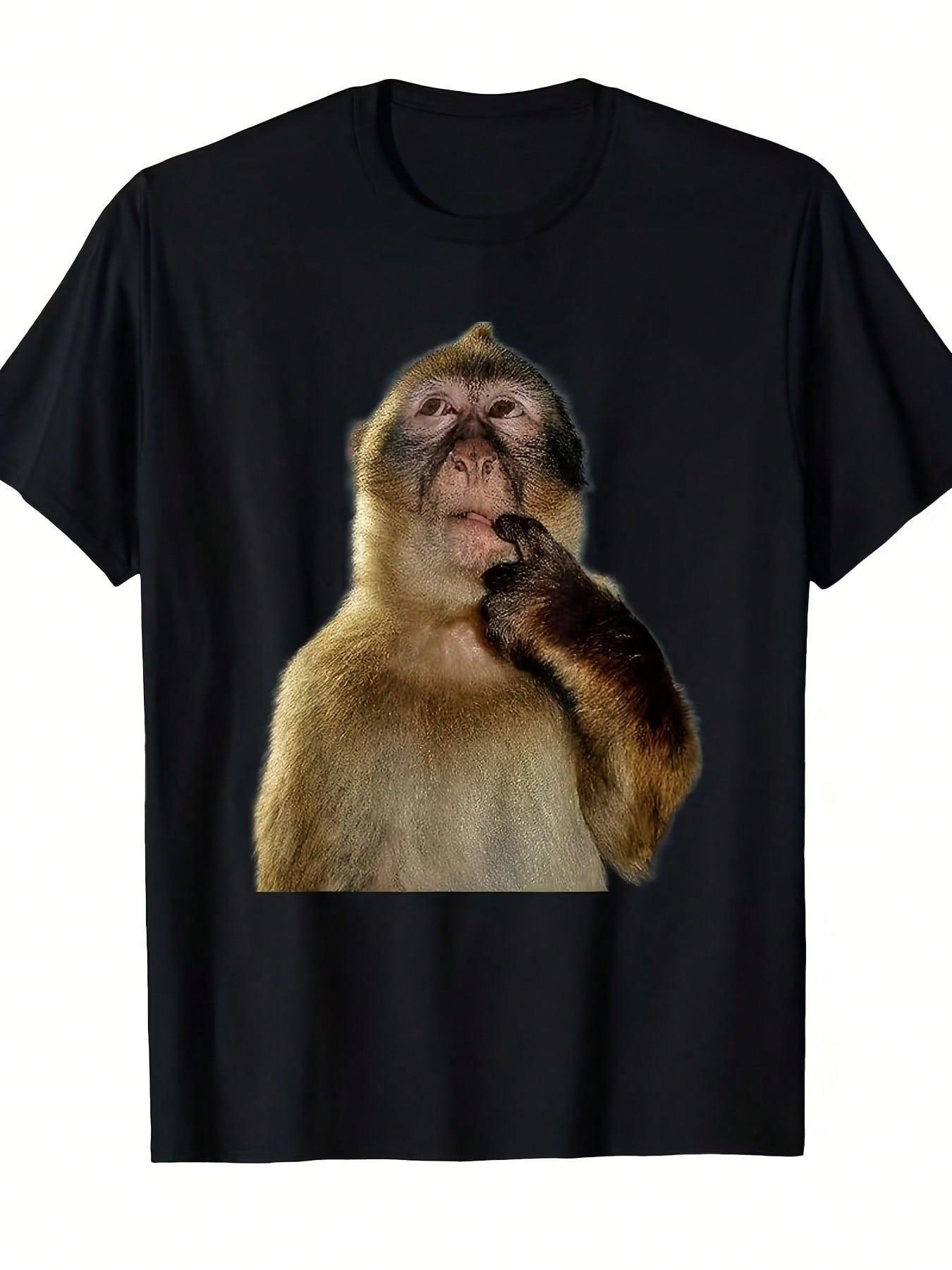 Funny Monkey Meme T-Shirt - Featuring The Classic Thinking Monkey And Thumbs-Up Donkey Designs - Casual Top For Meme Enthusiasts