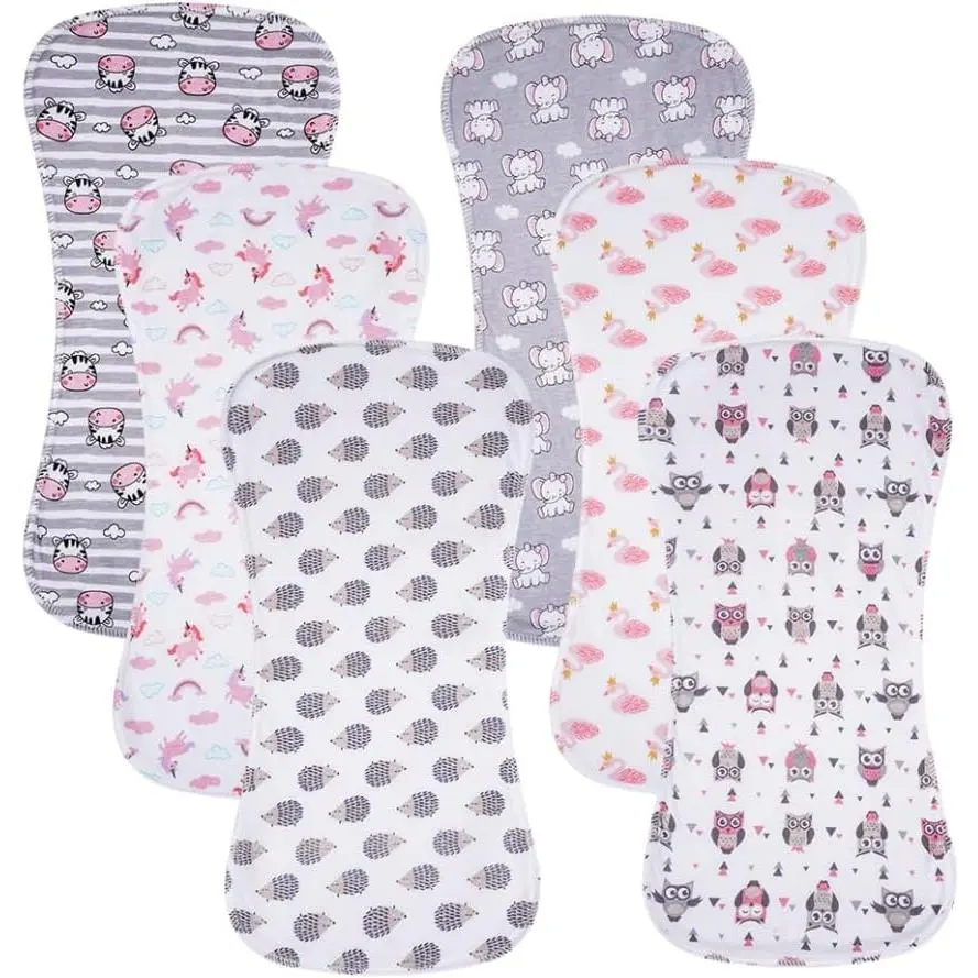6 Pack Cotton Baby Burp Cloths Extra Absorbent Soft  Baby Boys and Girls Bibs