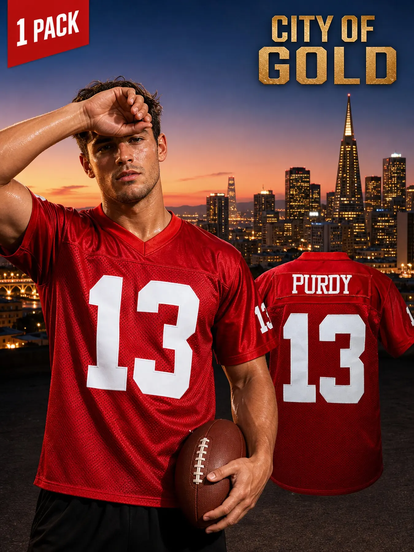 Men's #13 American Football Jersey, Loose Fit Breathable Comfort San Francisco #13 Rugby Jersey,Name and Number Embroidered T-Shirt, Casual Short Sleeve Sportswear, Unisex All Seasons