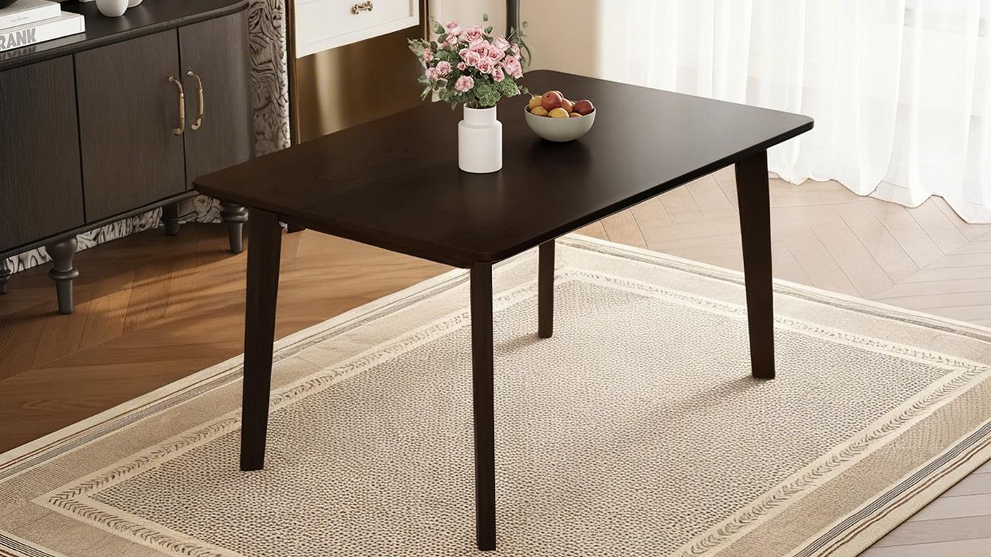 ARCH Rustic Farmhouse Dining Table - Solid Wood Frame, Minimalist Modern Dining Table for Kitchen, Dining Room, Living Room, Espresso