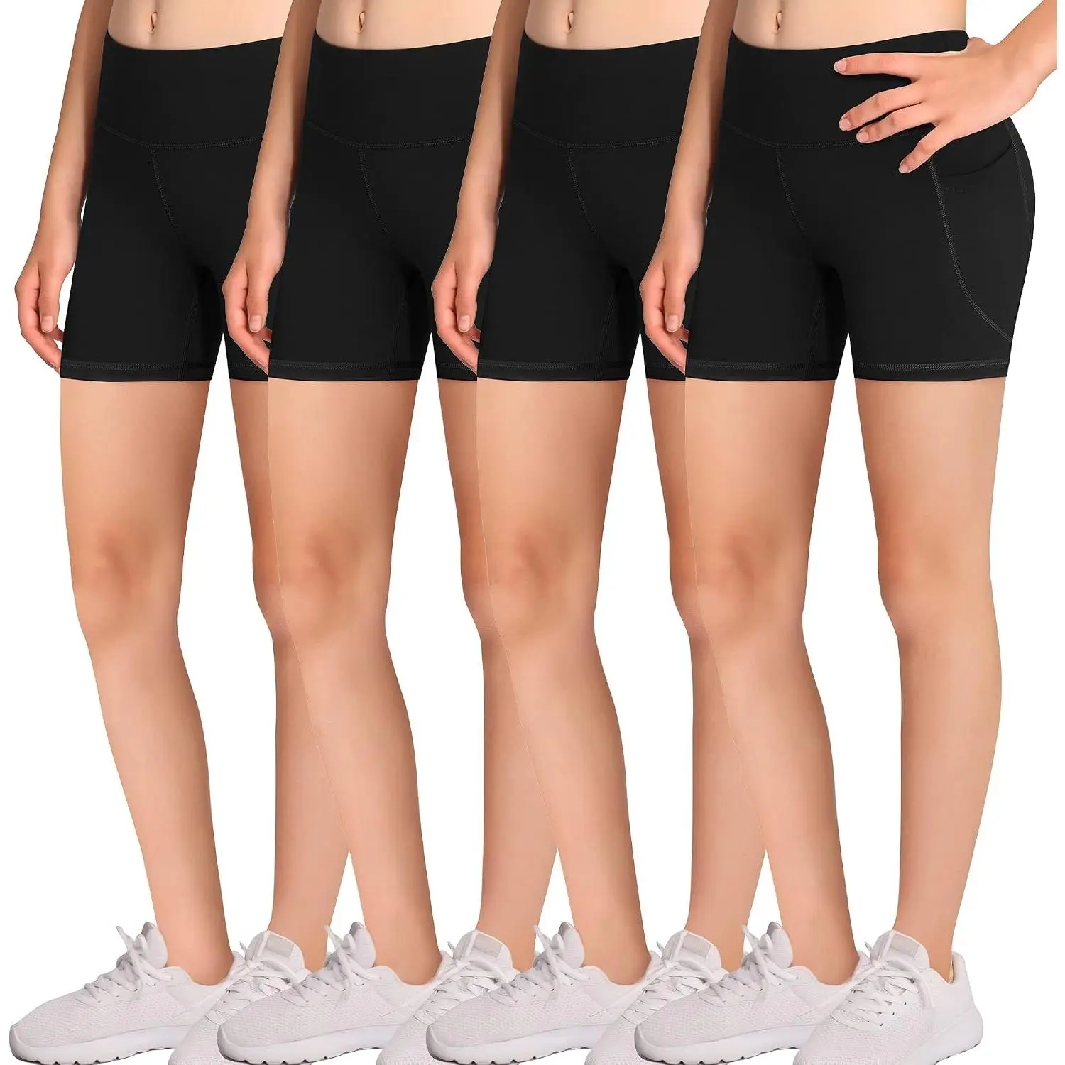 Girls' Spandex Compression Volleyball Bike Shorts with Pockets, Athletic Wear for Dance and Yoga