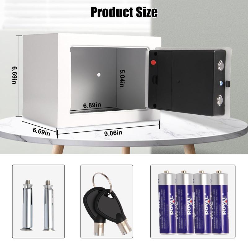 Mini Electronic Safe Box With Digital Keypad & Keys  Small Deposit Boxes Slot Safety For Home Office Dorm Drop-resistant Durable (white)