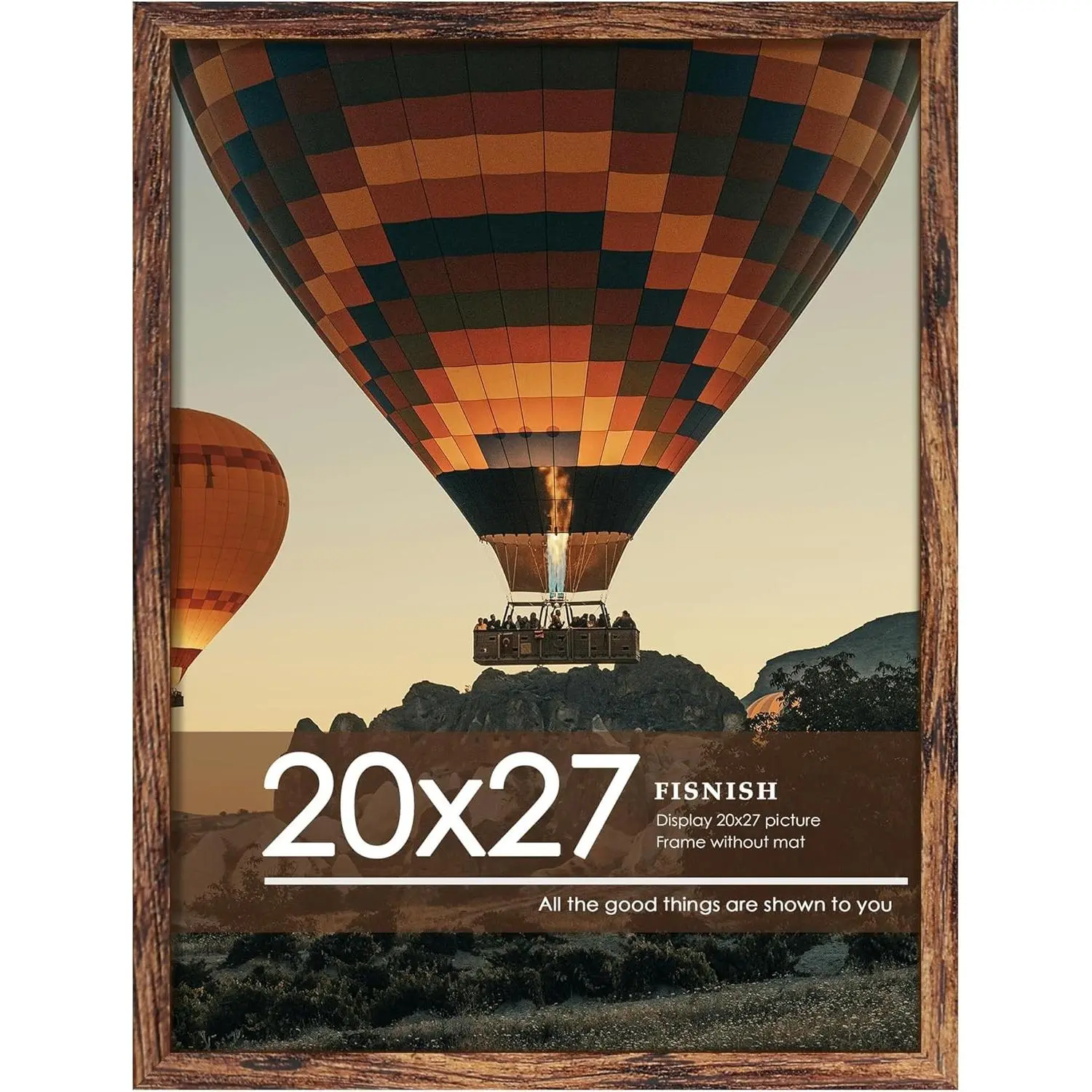 20x27 Picture Frame, Classic Brown 20 x 27 Poster Frame for Horizontal or Vertical Wall Mounting, 1 Pack
