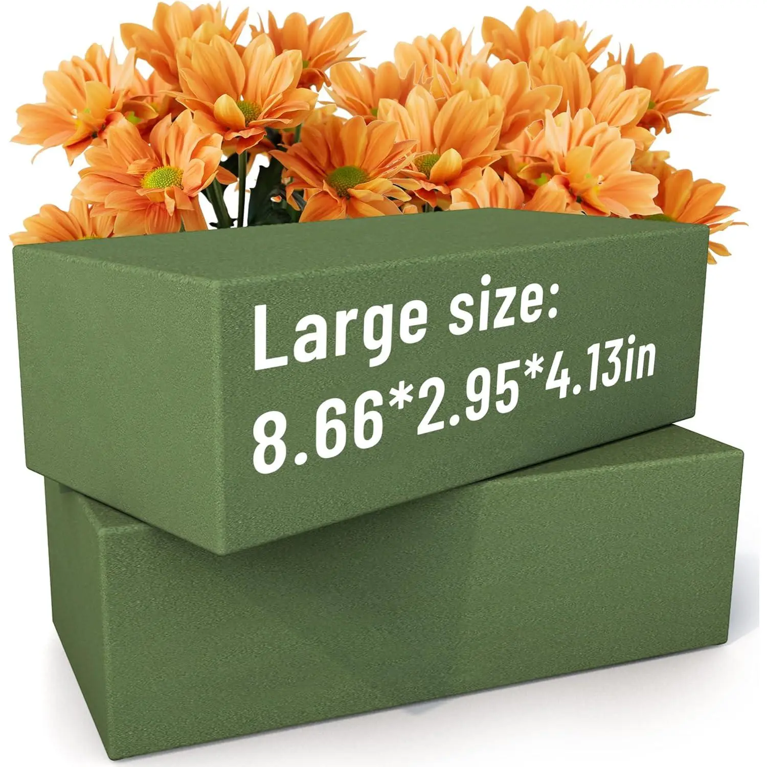 Floral  Blocks Large 9 Inch,Pack 2 of Wet Floral  Bricks,Flower  for Artificial  and Wedding Holiday Decorations (2)