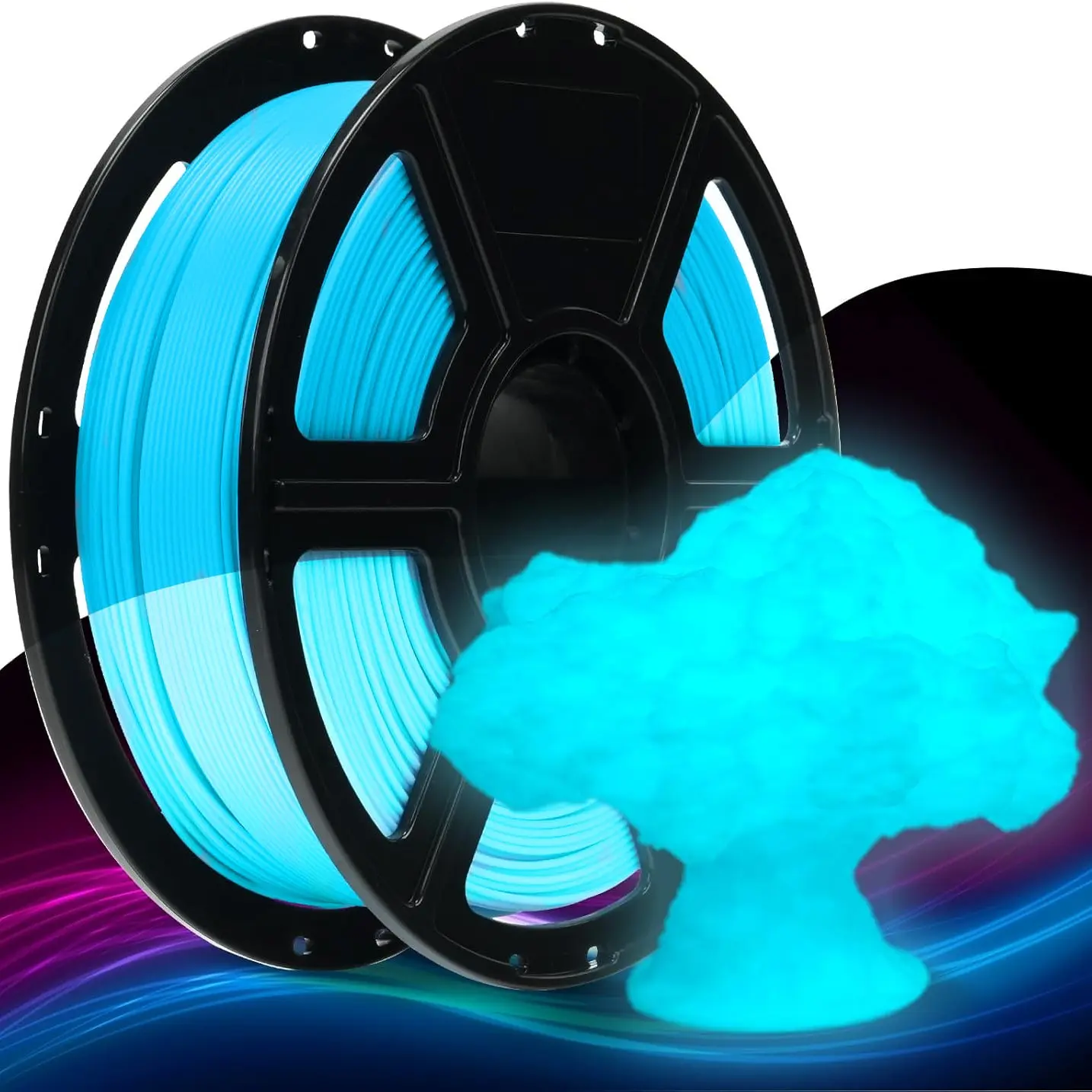 Night Glow Pla Filament, Neatly Wound Luminescent Pla 3D Printer Material, Precision +/- 0.02mm, Fits Most Fdm 3D Printers, 250g Reel