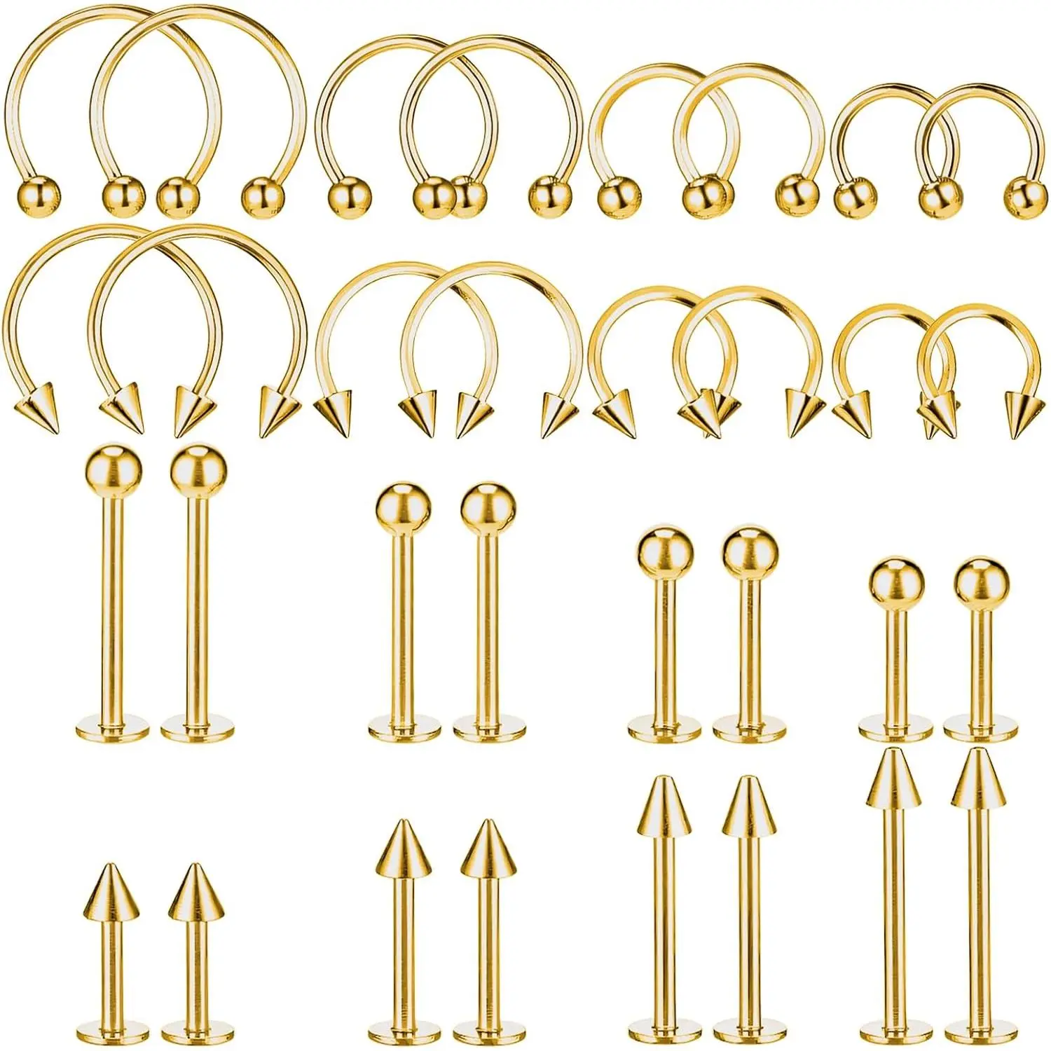 64 count  Lip Barbell Ring Lip Rings Vertical Labret Medusa Snake Bite Earring   Helix Earring Daith Tragus Cartilage Studs Steel for Women Men