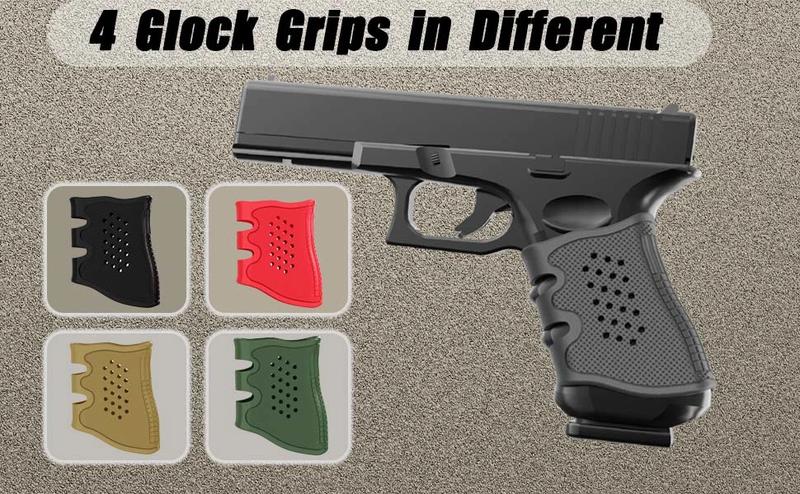 4Pack Glock Grip Pistol Holster Rubber Grip Glove Sleeve Anti-Slip for Glock 17, 19, 19x, 20, 21, 22, 23, 25, 31, 32, 34, 35, 37, 38, 41, 43x, 44, 45, 48 Pistols Accessories