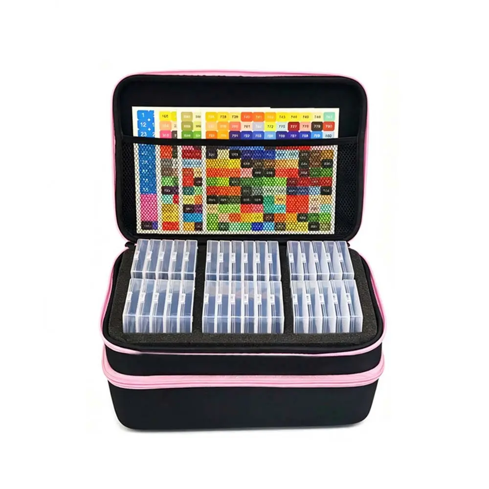 96 Slot Diamond Art Storage Box, Portable Bead Organizer with Labels, 5D Embroidery Beading Accessories Container for DIY, Crafts, Rhinestones, Seeds