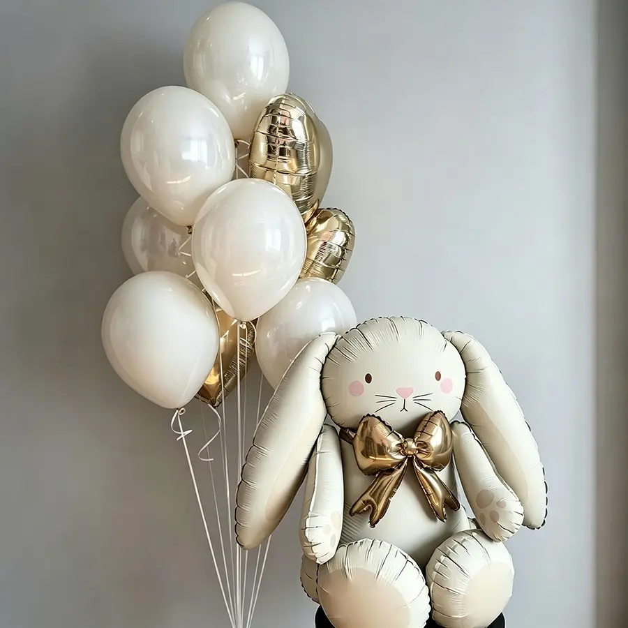 Rabbit Latex Balloon, Silver Heart Design, Perfect for Birthday Parties, Engagements, Weddings, Baby Showers, Photo Props, Party Balloons