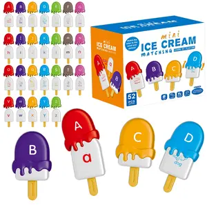 Ice Cream-Shaped Alphabet Letter Matching Toy, 52 Pcs/Set Counting and Learning Toy for Boys and Girls, Fine Motor Skills and STEM Learing Tool