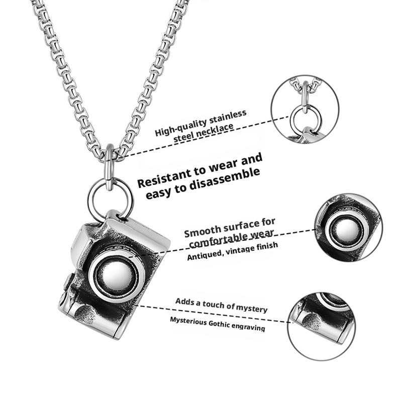 Best-selling vintage ins hip-hop camera necklace, men's trendy camera necklace 2026, long necklace, camera necklace for boyfriend