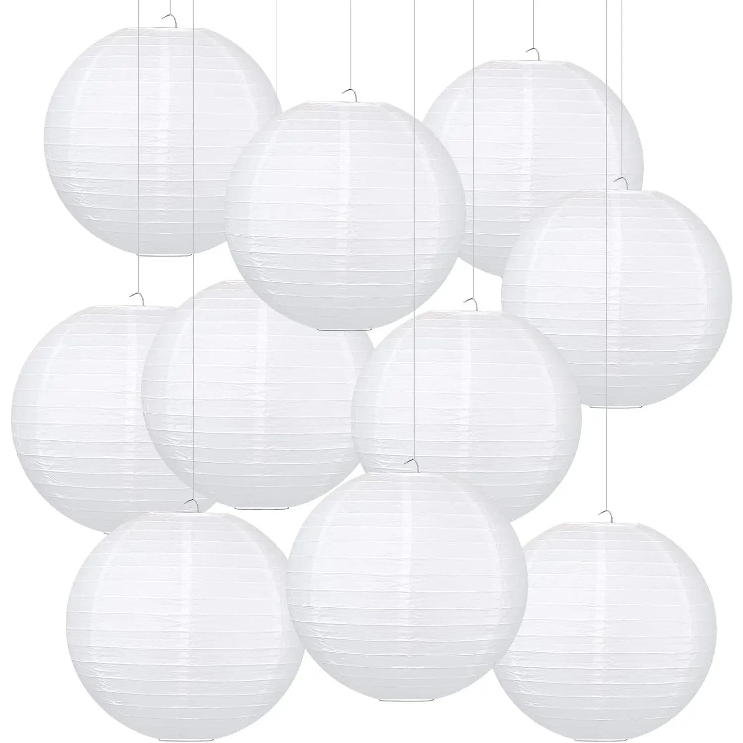 12 Inch White Round Paper Lanterns (10 Pack) - Chinese Lanterns for Hanging Décor, Wedding & Party DecorationsGift