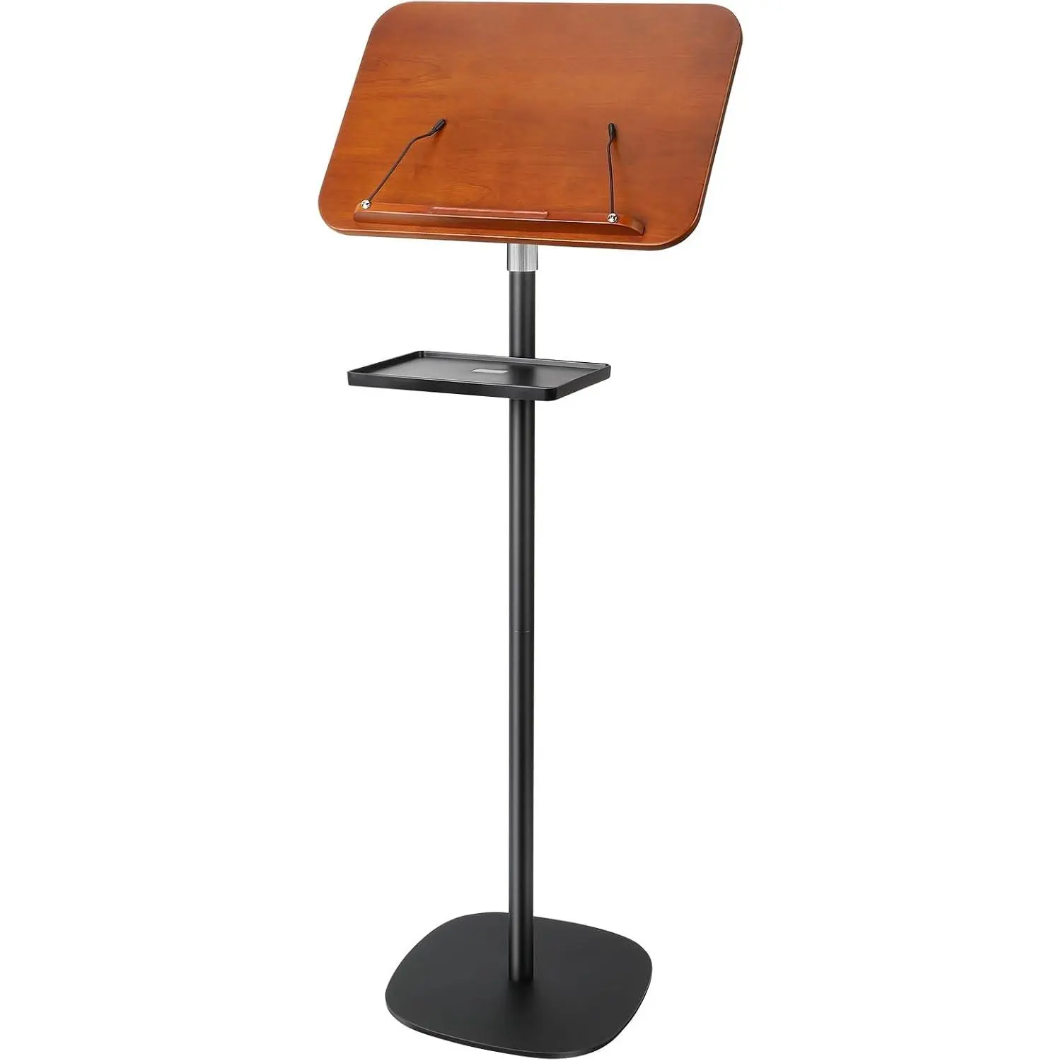 Lectern Podium Stand, Adjustable Height Wooden Podium Lectern with Storage Tray, Thickened Anti-Slip Base Lectern Stand, Portable Podium for Classroom, Speech, Church, Weddings