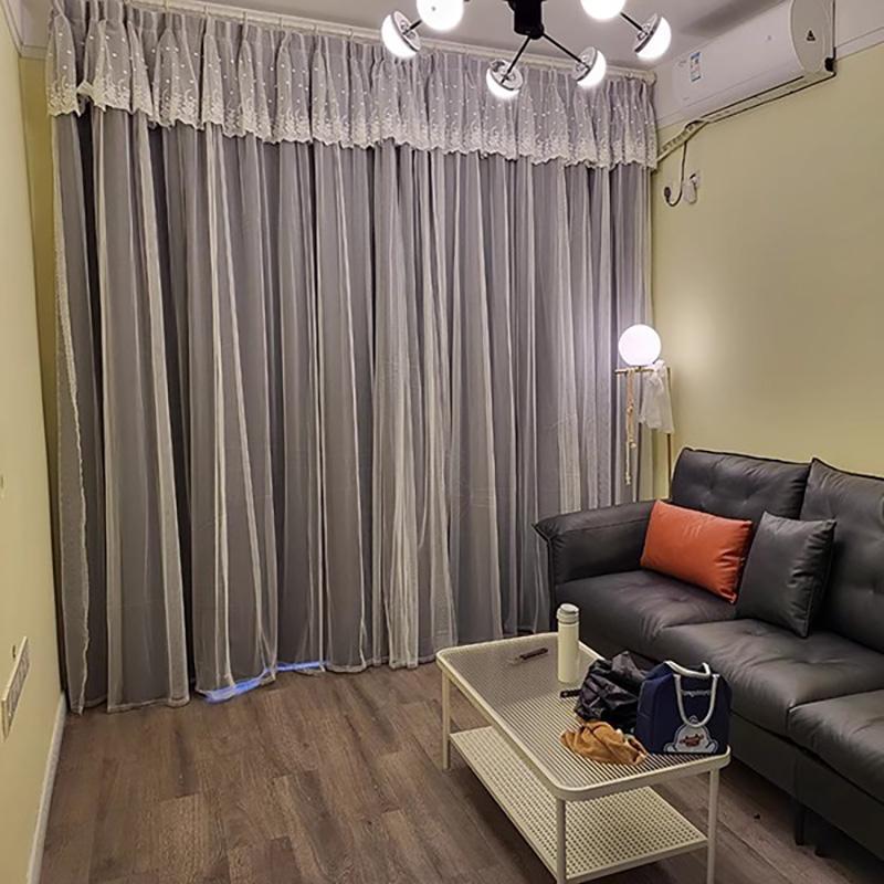 Double Layer Curtain, 2 Counts/set Modern Simple Solid Color Curtain, Window Drapes for Home Living Room Bedroom Decor