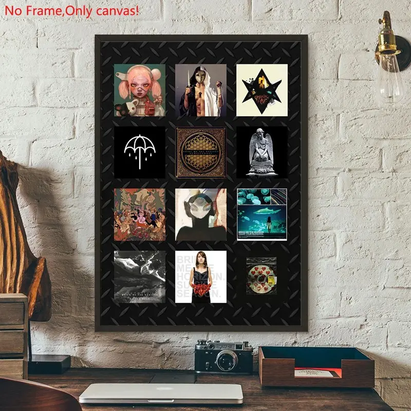 1 piece/set frameless canvas painting print poster, Classic Character Album art，Bring Me The Horizon BMTH ，a perfect gift for Music loves, ideal gift for bedroom, living room, dorm hallway, kitchen, mural, wall decoration, room decor