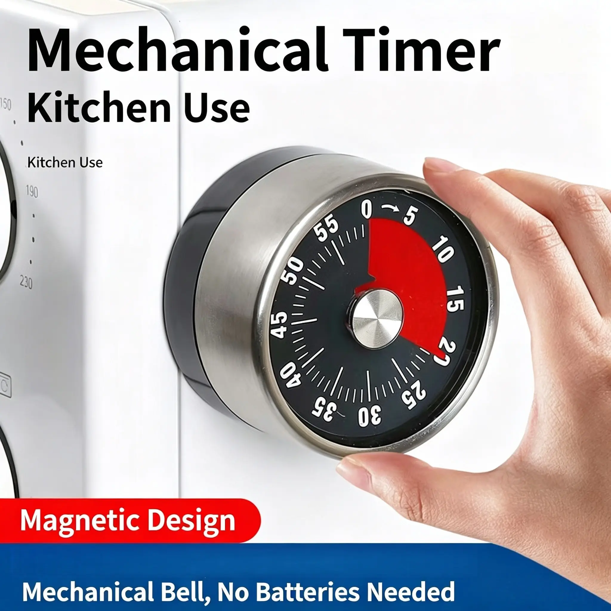 Stainless Steel Kitchen Mechanical Timer, Home Baking Alarm Clock, Student Time Manager, Reminder Tool, Durable & Reliable