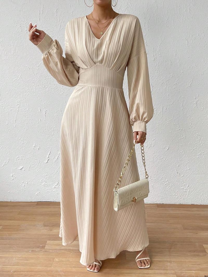 Dress A-Sleeve Lantern Solid Color a é Raffin SHEIN