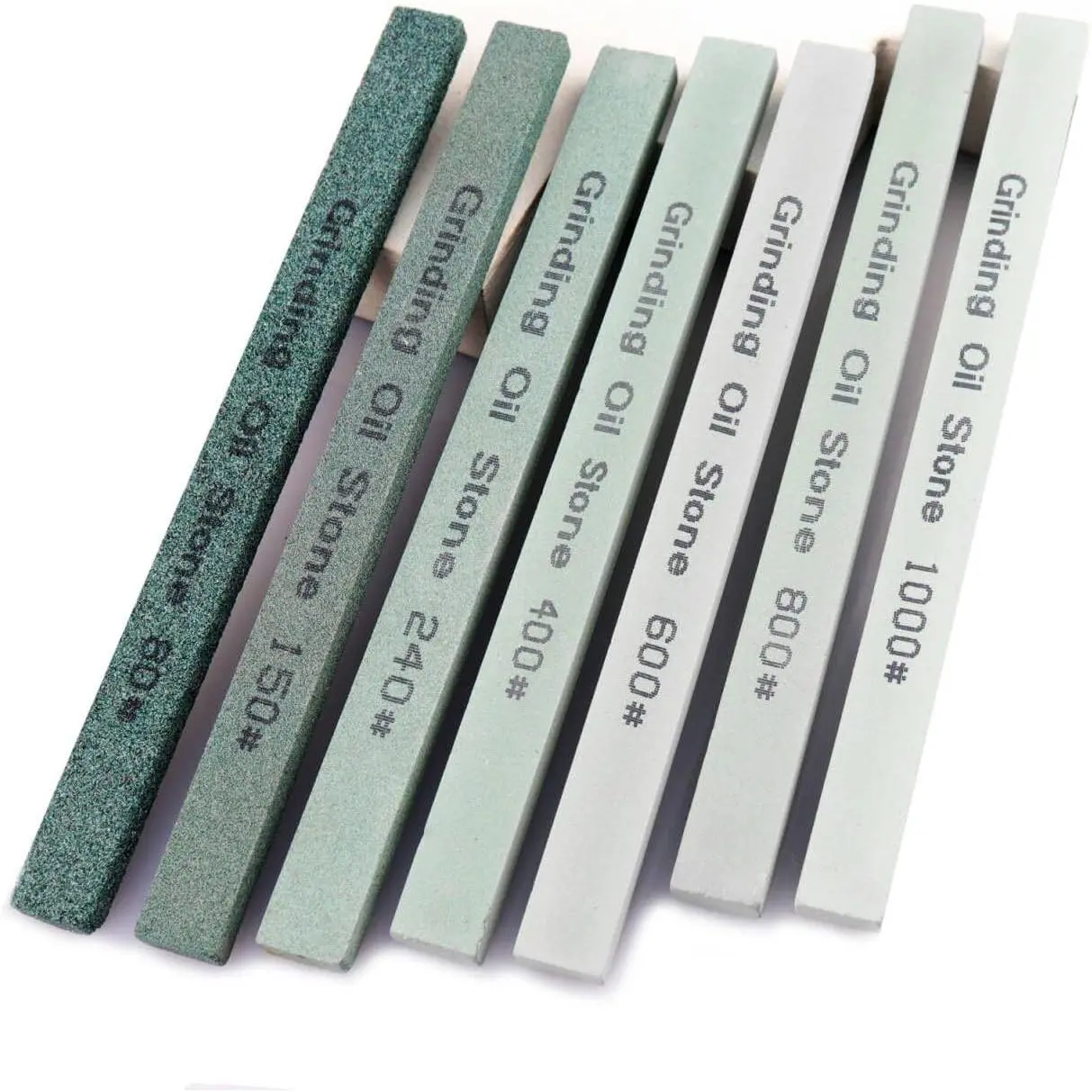 7 count Sharpening Stone Set,7 Grit Green Silicon Carbide Whetstone Stick Honing Stone for ,Scissor,Moldel and Bladed Tools 80# 150# 240# 400# 600# 800# 1000# (5.9x0.47x0.24Inch)