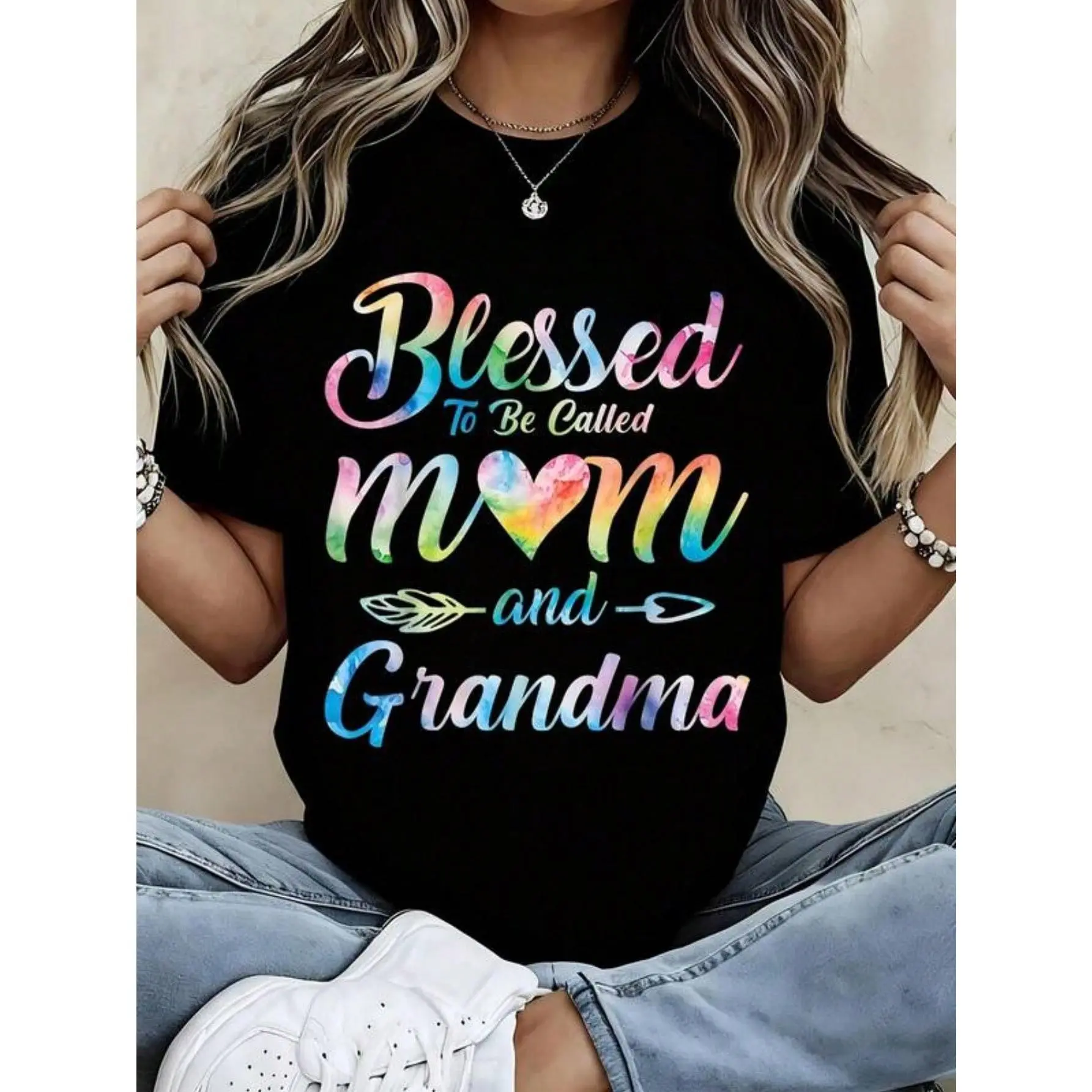 “To Be Called Mom And Grandma” Rainbow Watercolor T-Shirt – Loose Fit Mother‘s Day Gift Tee for Women