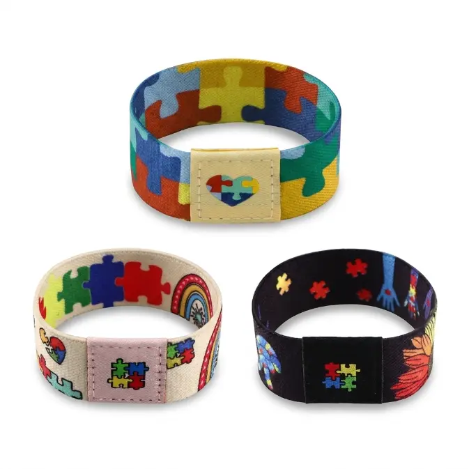 Puzzle Pattern Awareness Wristband Colorful Adjustable Fabric Bracelet Daily Wear Accessory for Women Men Gift for Birthday Holiday