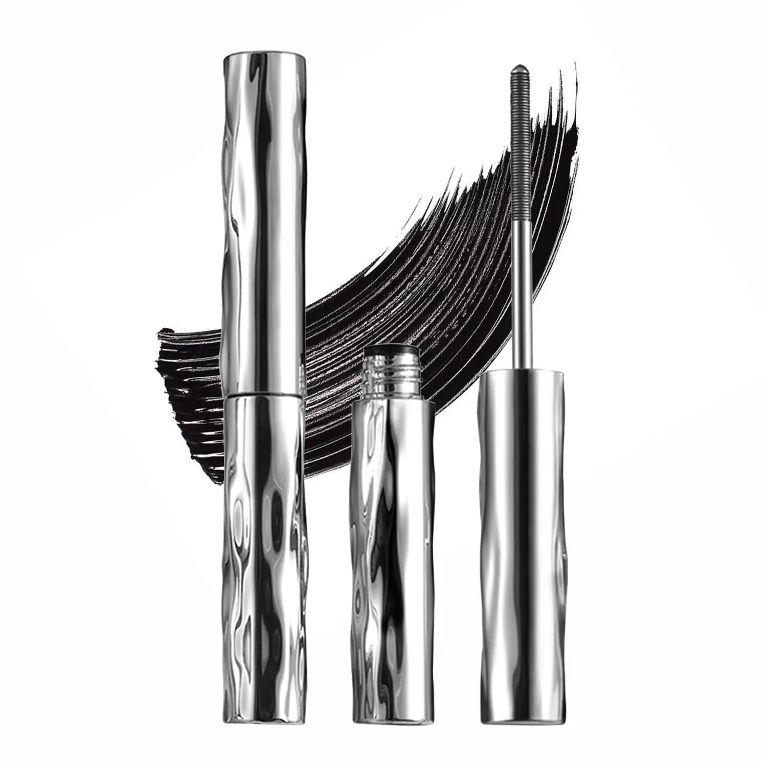 Metallic Mascara 2-Piece Set, Waterproof & Quick-Dry Formula for Long-Lasting Volume and Length, Black Cosmetic Makeup, Lashes