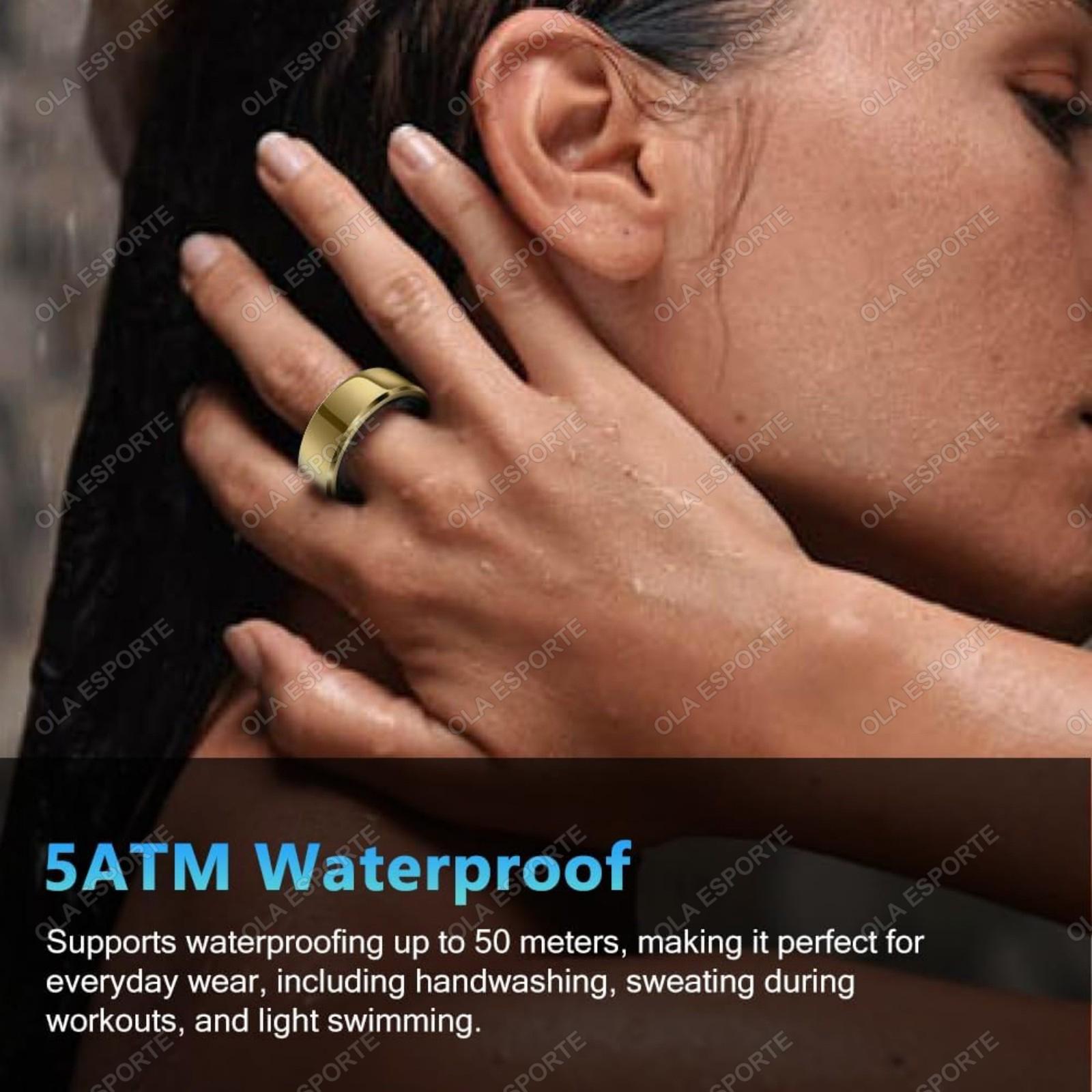 Health Smart Ring Blood Pressure Heart Rate Sleep Monitor IP68 & 5ATM Waterproof Multi Sport Mode for Men Women