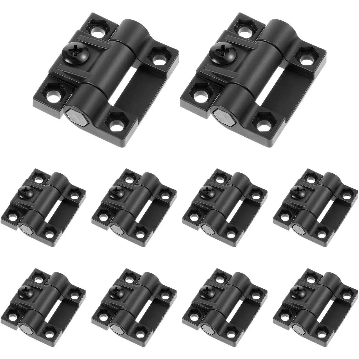 10 Piece Adjustable Torque Hinge 43mmx36mm 4 Countersunk Holes Black Plastic Position Control Door Hinges