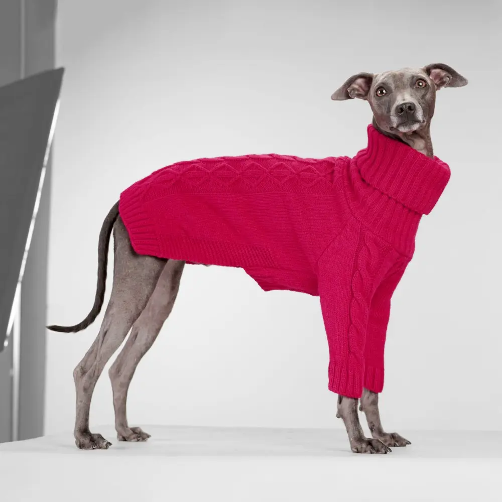 Red Dog Sweater / Comfortable High-Neck Autumn Winter Style / Belly Protection Two-Leg Sweater - High-Neck Long Sleeve Knit Pullover / Suitable for Small Medium Large Dogs Whippet Greyhound Beagle Two-Leg Clothing / Spring Autumn Winter Dog Clothes
