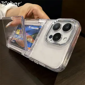 Clear Card Holder Case for iPhone 17 Air 17 16 15 14 13 12 11 Pro Max Plus XR Dustproof TPU PC Cover