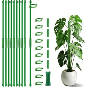 Plant Stakes 17 inch Support Stick Orchid Stakes with Clips 10Pcs Garden Plant Poles Extended to 3/4/5ft for Indoor Outdoor Potted Tomato Rose Amaryllis Vegetables Monstera -Green