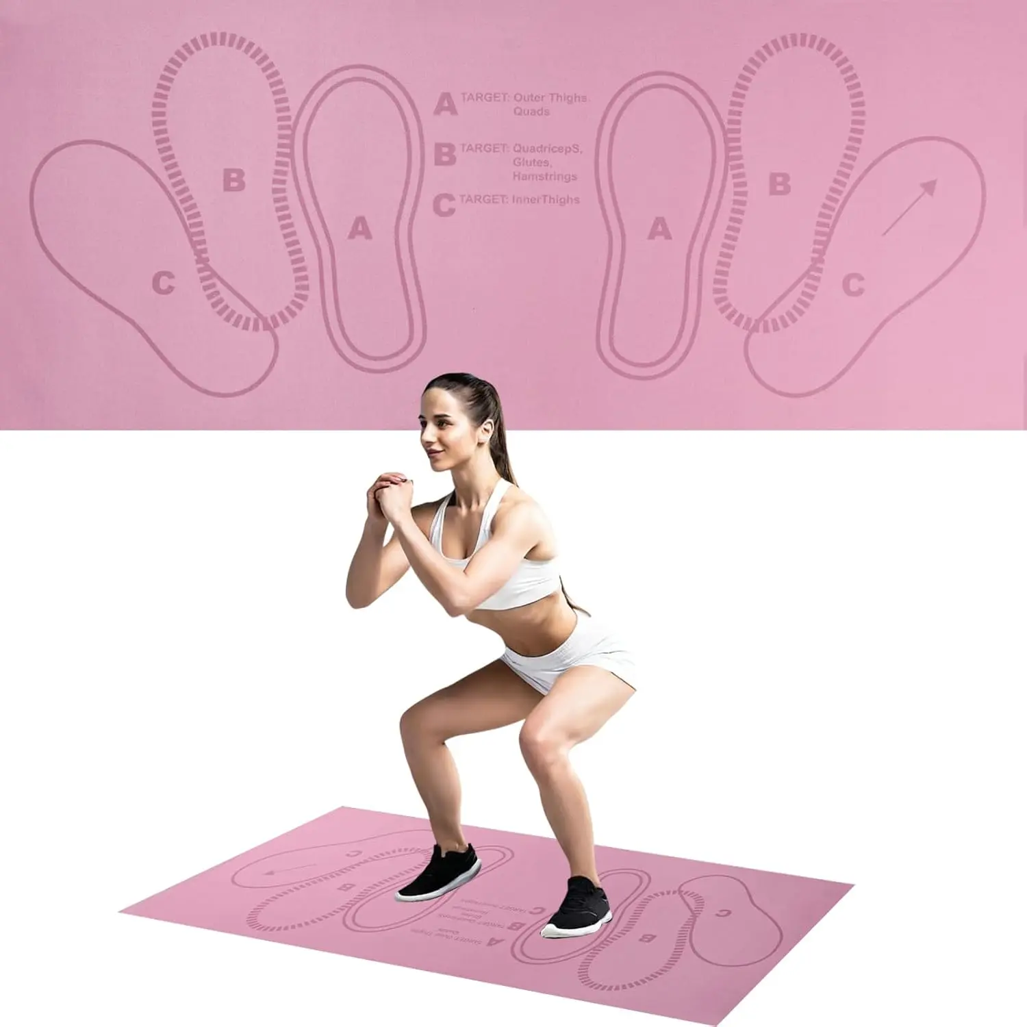 Outdoor sports Squat Mat with Foot Position,Large Squat Target Pad 30'' X 13.8'',4mm Thickness Squat Mat Foot Positioning, Exercise Mat for Squats, Leg and Abdominal Workouts