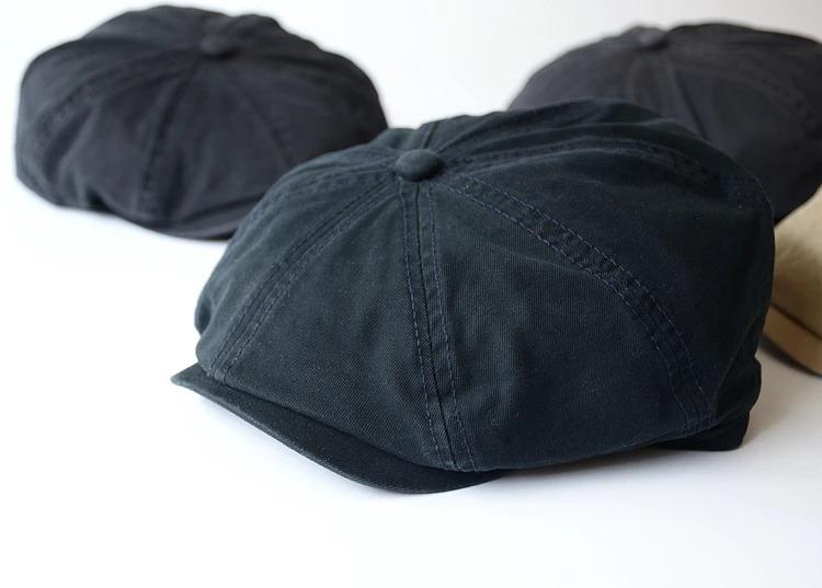 Men Big Head Newsboy Cap Peaky Hat Vintage Casual Cotton Cap Solid Berets England Visor Big Gatsby Flat Hat Detective Hats