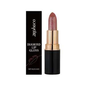 Zephoco Red-Brown Diamond Lip Gloss & Shimmer Lipstick – Glossy, Smooth, Easy-to-Apply, Plumping Shine, Versatile