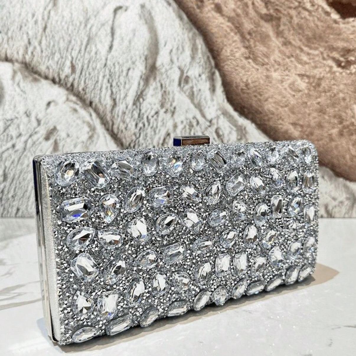 2026 Luxury Silver Rhinestone Bling Banquet Handbag, Women's Cheongsam Bag Elegant Exquisite Diamond-Encrusted Everyday Purse Clutch Bag Crossbody Bags Shoulder Bag  for Women, Perfect For Party, Wedding, Prom, Dinner/Banquet