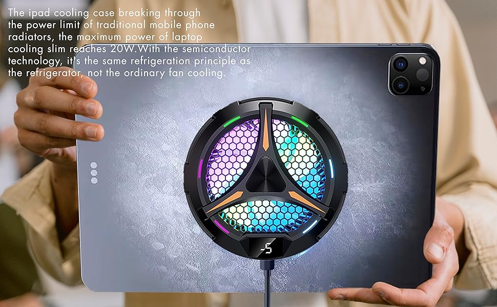 iPad Cooler,Magnetic Tablet Cooler for ipad/surface pro/Samsung Tab,Compatible for Steam Deck,Universal Radiator with Temperature Display for Mobile Gaming,Tiktok Live Streaming