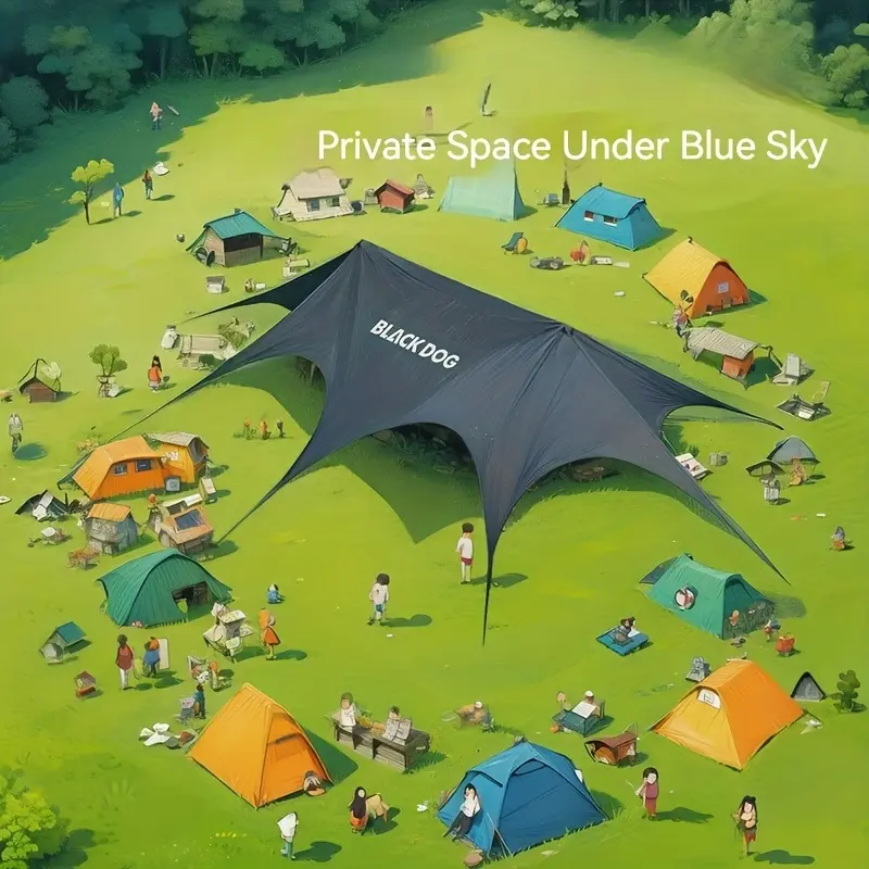 Black Dog Tarp Tent Outdoor Sunshade Black Glue Quick Setup Camping Party Shade Shelter, Suitable for Outdoor Camping. Camping. Family Gatherings