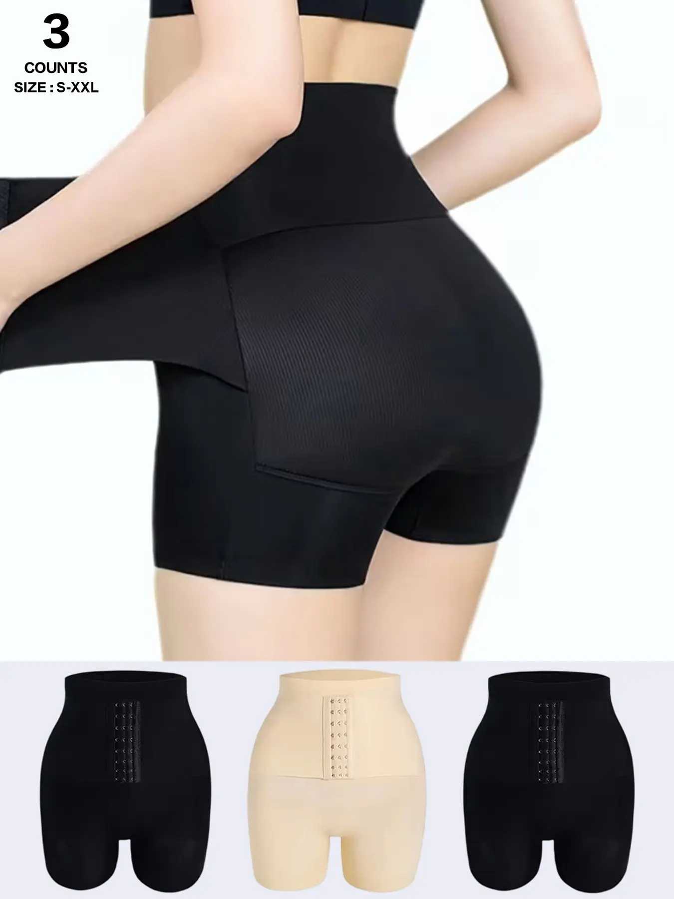 Seamless Smooth Butt Enhancer Shapewear, High Waist Compression Shaper Shorts, Casual Skinny Trousers, Organic Textile, All Seasons