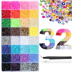 37,000PCS 32-Grid Rhinestones Kit – More Colors, 3mm Flatback Multicolor Gems for DIY Bedazzling, Nails, Phone Cases, Shoes & Crafts