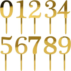 0-9 Number Shiny Acrylic Cake Topper Cake Decorations for Birthday Party Wedding Anniversary