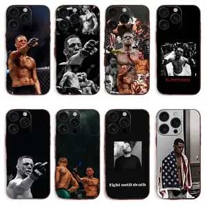N-Nate D-Diaz phone case, compatible with iPhone 11–17 Pro Max/Plus series and Samsung Galaxy S23–S25 series, black shockproof protective case.