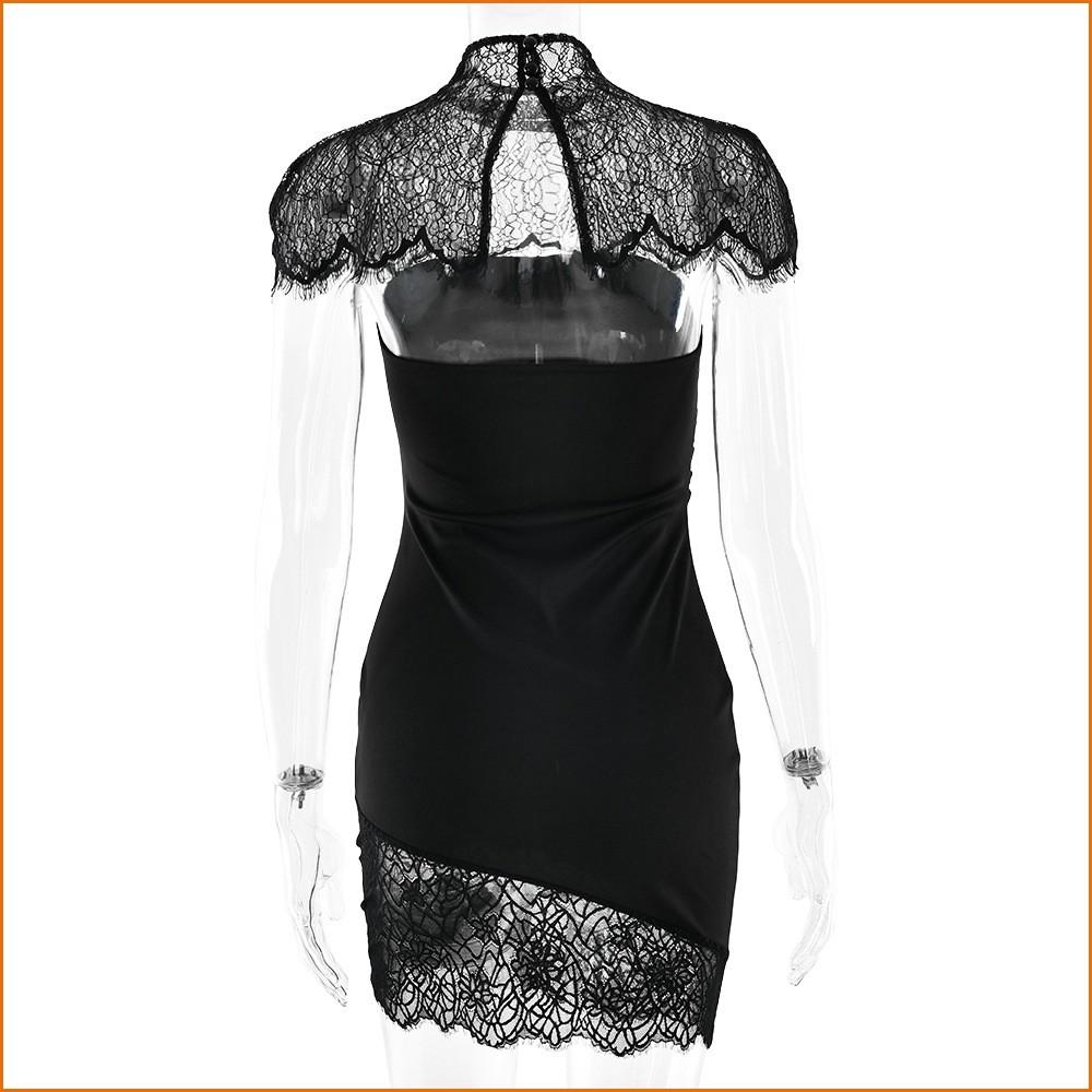 KODA & CO 04 European & American Ins Style Lace Trim Shawl New Dress, Sexy Spicy Girl Tube Top Backless Bodycon Mini Dress