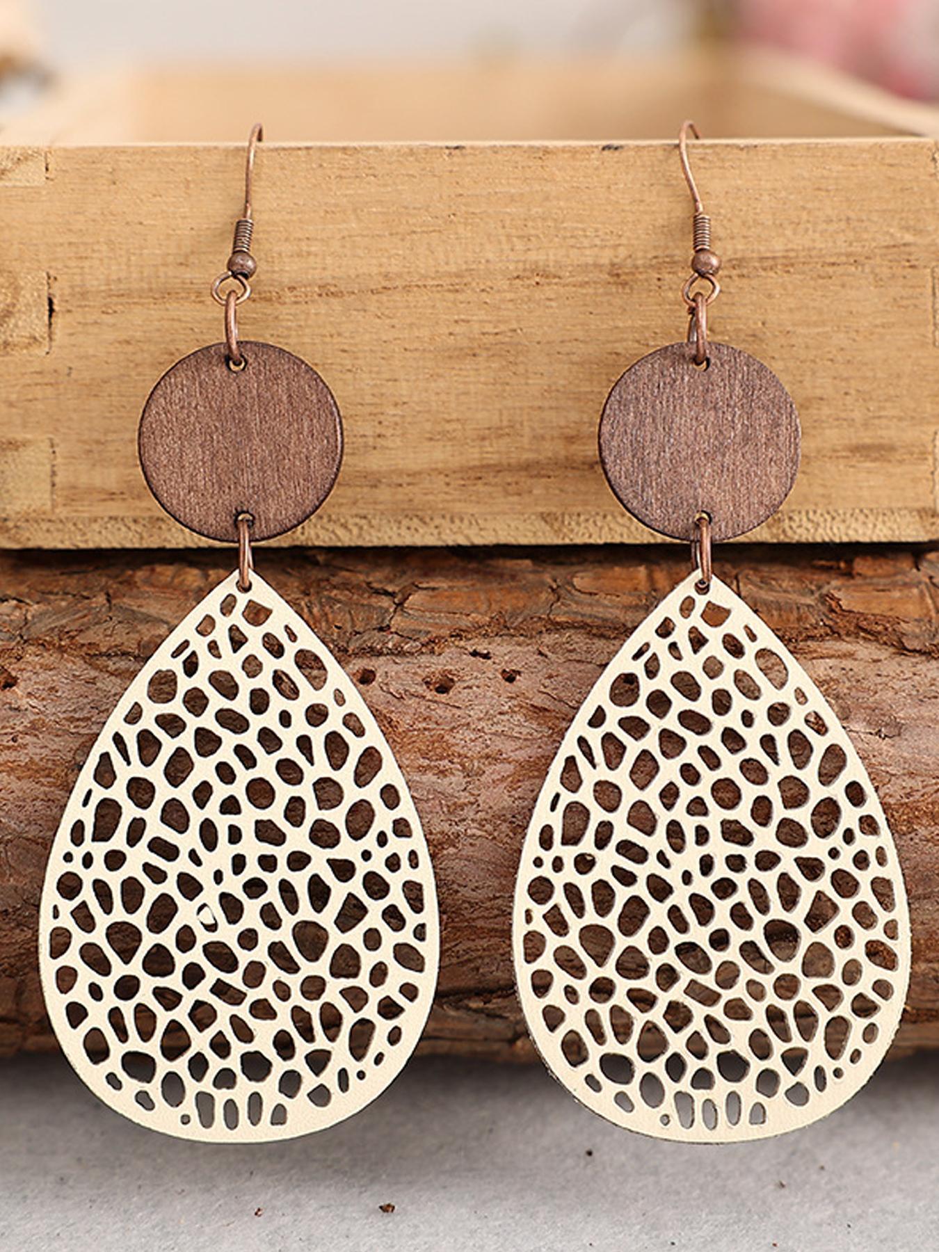 Women's Elegant Hollow out Water Drop Shape Dangle Earrings, 1 Pair Trendy Vintage Retro Dangle Earrings, Chic Gorgeous Jewelry As Gift for Girlfriend