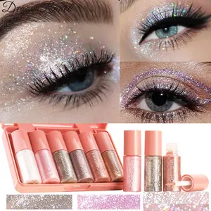 Liquid Glitter Eyeliner & Shadow Set, 6-Piece Metallic Eye Liner Pencil, Long-Lasting Waterproof Makeup Combo, Shimmering Glamour Kit