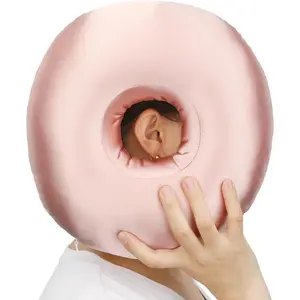 Silky Satin Piercing Pillow Ear Pillows Donut with Hole for Ear Pain Piercing Pain Relief Sleeping Pressure Sore Side Sleepers Smooth Cooling Ear Guard Protector, CoralGift.