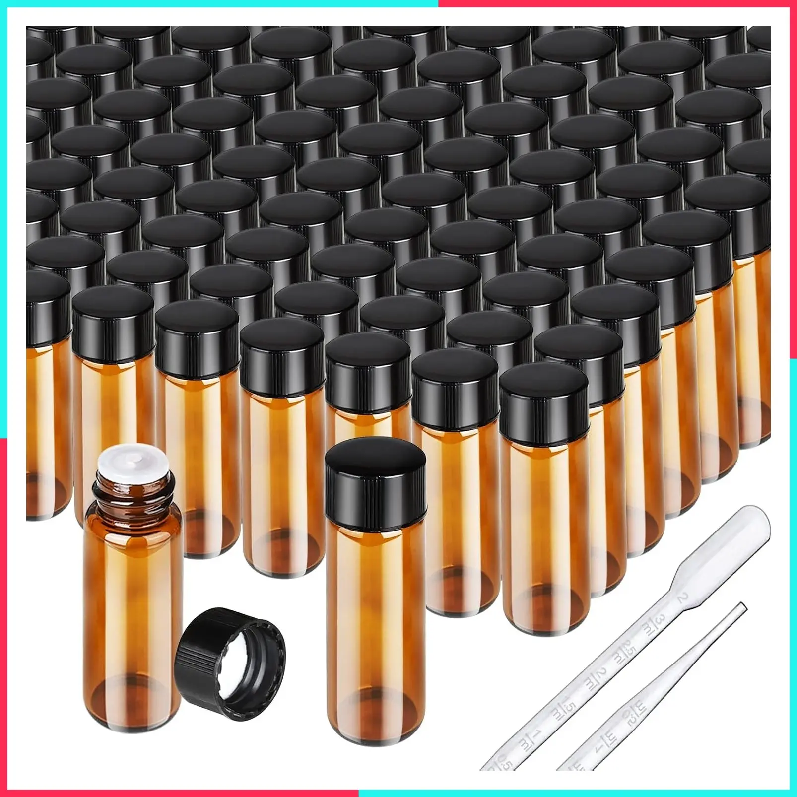 100pcs 5ml Empty Glass Essential Oil Bottles, Small Anointing Oil Vials, Sample Bottles